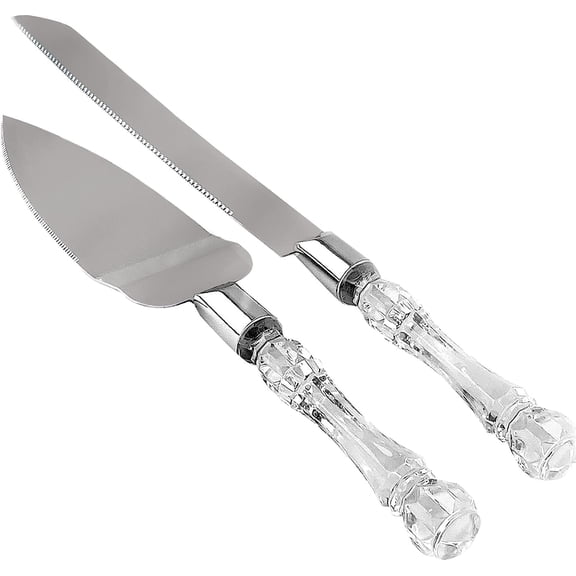 2-Piece Cake Serving Set with Clear Acrylic Handles, by Lushig
