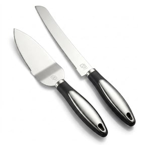 LUSHIG Wedding Cake Knife and Server Set with Non-Slip Rubber Handle, Stainless Steel Cake Cutter for Weddings, Anniversaries, Birthdays
