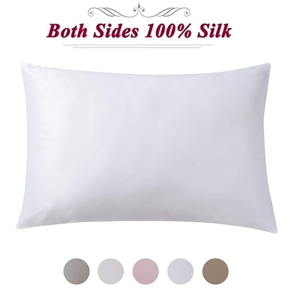 LUSHVIDA 100% Natural Mulberry Silk Pillowcase for Hair and Skin- King (20"x 36") Breathable Bed Pillow Cases with Both Sides, White, 1 Pack