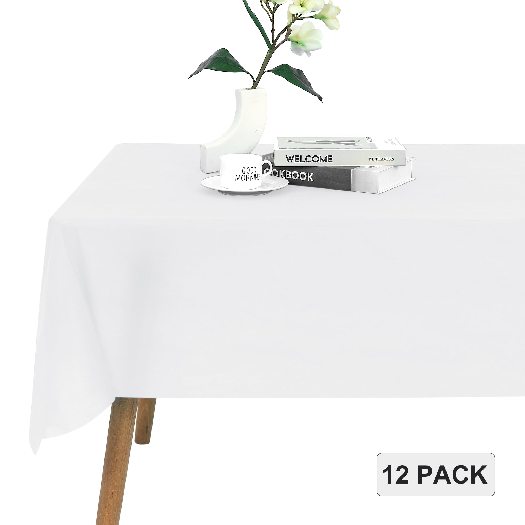 LUSHVIDA 12 Pack Single Use Rectangular Dining Table Cloth, Disposable ...