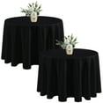 LUSHVIDA 2 Pack Black Tablecloths 60 inch Round Table Cloth Polyester Table Covers for Dining