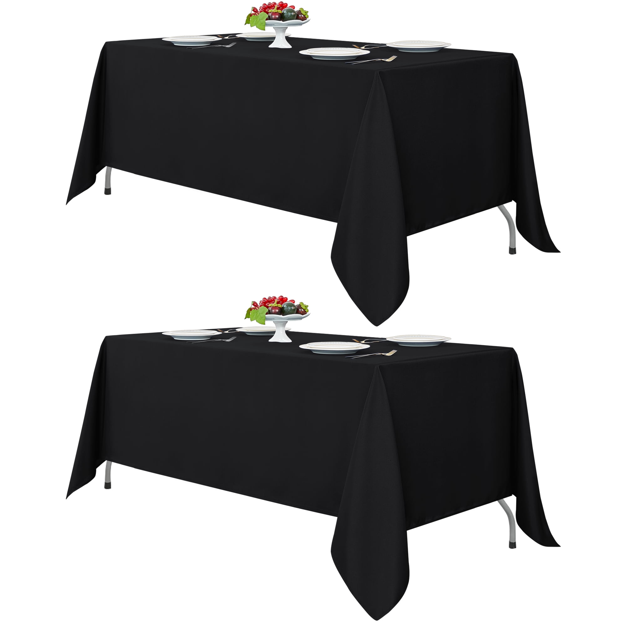 LUSHVIDA 2 Pack Black Tablecloths 60 inch x 84 inch Rectangle Table