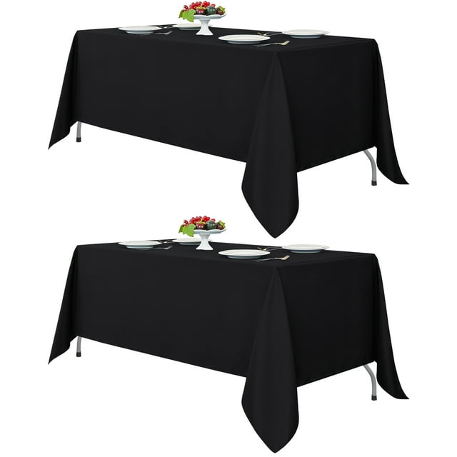 LUSHVIDA 2 Pack Black Tablecloths 60 inch x 84 inch Rectangle Table
