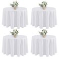 LUSHVIDA Pack of 4 White 60 inch Round Polyester Tablecloths for Dining