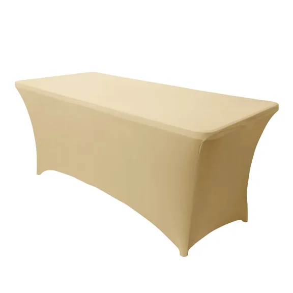 LUSHVIDA 4ft Stretch Spandex Table Cover- Rectangular Fitted Stretchable Wrinkle Resistant Elastic Tablecloth for Party, Wedding, Banquet, Yellow, 1 Pack