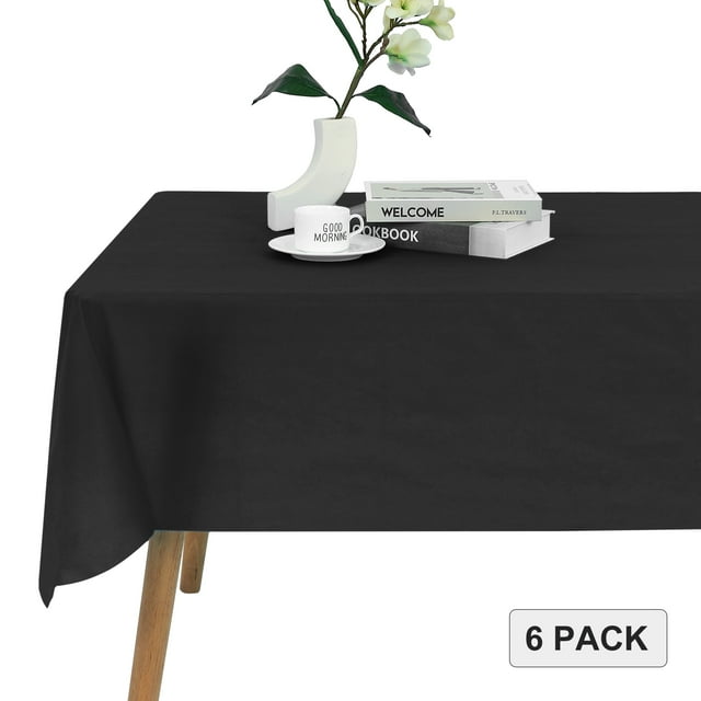 LUSHVIDA 6 Pack Disposable Plastic Table Cloth Rectangle Decorative Table Covers, 54 inch x 108 ...