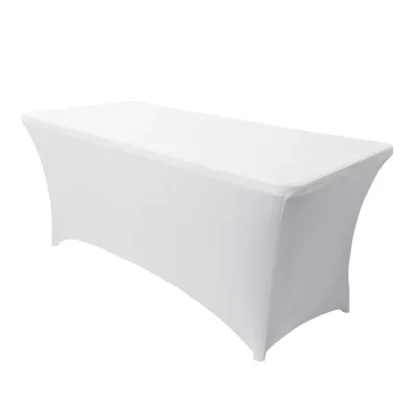 LUSHVIDA 6ft Stretch Spandex Table Cover- Rectangular Fitted Stretchable Wrinkle Resistant Elastic Tablecloth for Party, Wedding, Banquet, White, 1 Pack