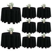 LUSHVIDA 8 Pack Black Tablecloths 120 inch Round Table Cloth Polyester Table Covers for Dining Party and Camping