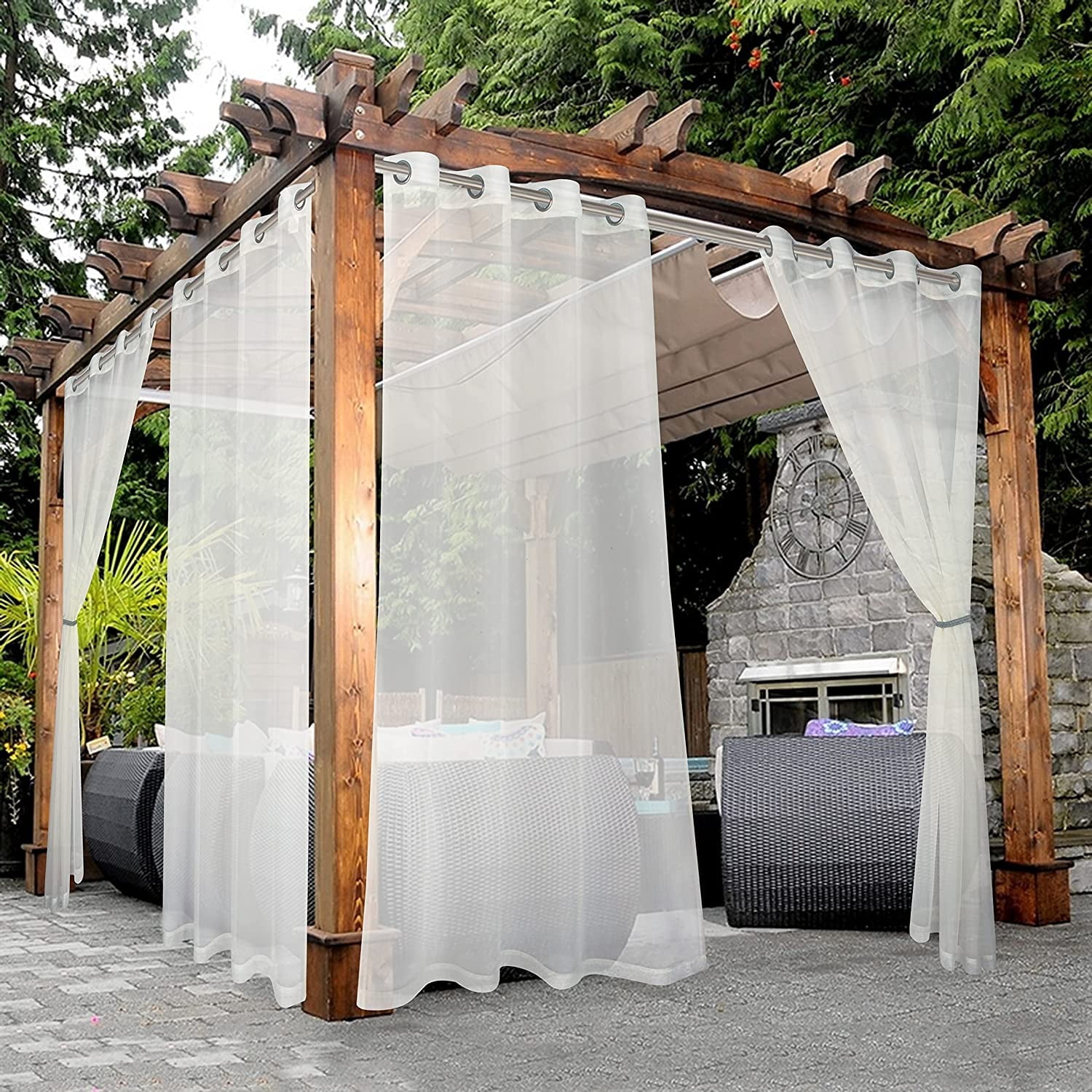 LUSHVIDA Beige Grommet Outdoor Sheer Curtains