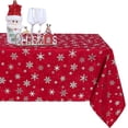 thumbnail image 1 of LUSHVIDA Christmas Tablecloth Rectangle -60 x84 inch Snowflake Foil Print Pattern Washable Wrinkle Resistant Holiday Tablecloths for Christmas Family Gathering, Dining Room Table Decoration, 1 of 7