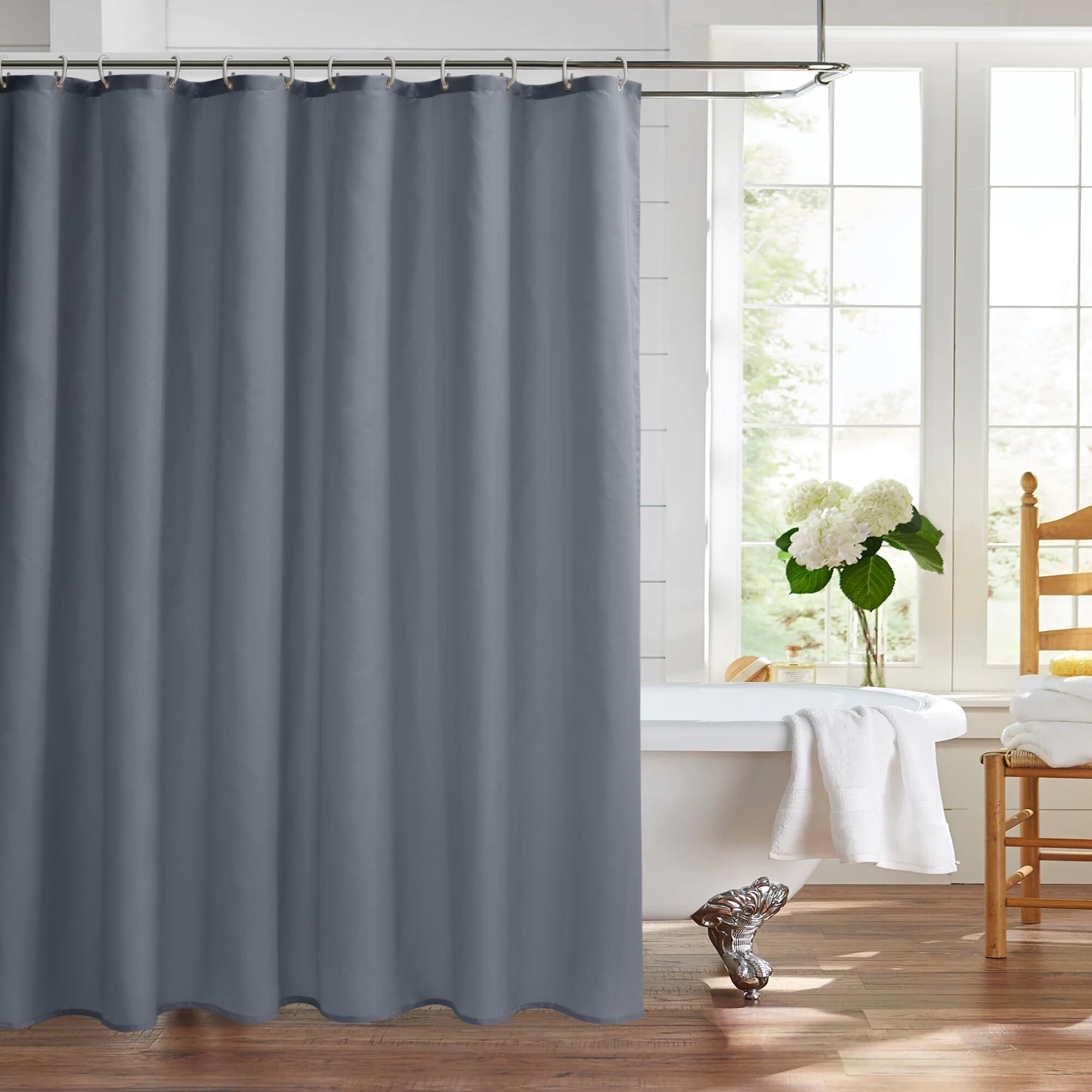 LUSHVIDA Grey Shower Curtains for Bathroom Waterproof Fabric Shower