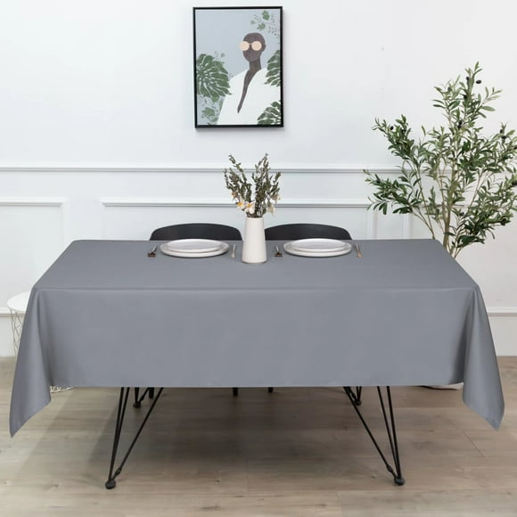 LUSHVIDA Rectangle Tablecloth -60x102 inch Silver Grey- Stain and Water Resistant Table Cover for Kitchen Dining Room