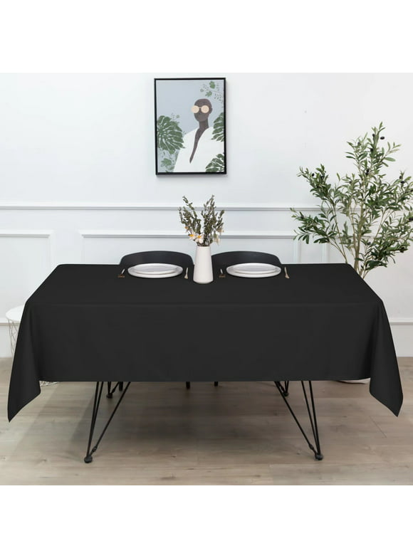 LUSHVIDA Rectangle Tablecloth -60x84 inch Black- Stain and Water Resistant Table Cover for Kitchen Dining Room