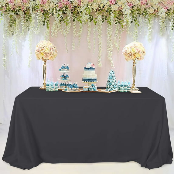 LUSHVIDA Rectangle Tablecloth -90x156 inch Dark Grey- Stain and Water Resistant Table Cover for Kitchen Dining Room