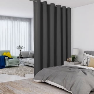 LUSHVIDA Room Divider Curtains Total Privacy Wall Room Divider Screens Wide Blackout Curtain for Living Room Bedroom Patio Sliding Door, 1 Panel, Dark Grey, 8.3ft Wide x 7ft Tall