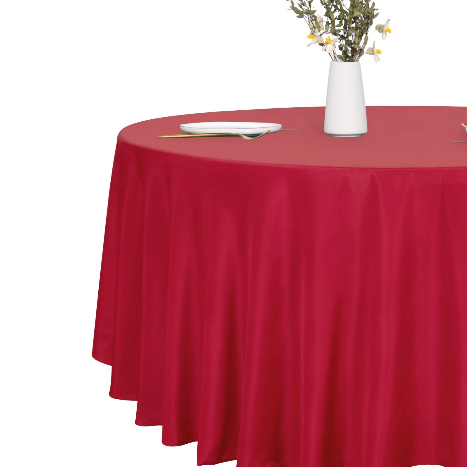 LUSHVIDA Round Tablecloth -108 inch Red- Stain and Water Resistant ...