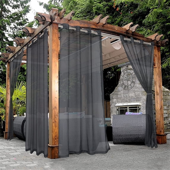 LUSHVIDA Sheer Outdoor Curtain, Grey, 54” x 84” (2 Panels)