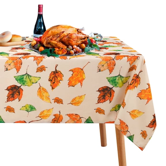 LUSHVIDA Thanksgiving Rectangle Tablecloth Maple Leaves- 60x120 inch Fall Tablecloth 1 Piece Washable Wrinkle Resistance Thanksgiving Table Cover for Holiday Banquet Party Kitchen Dining Room