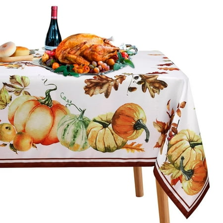 LUSHVIDA Thanksgiving Tablecloth - Rectangle 60x102 inch Fall Tablecloth Pumpkins Pattern Thanksgiving Table Cover Water and Stain Resistant 1 Piece