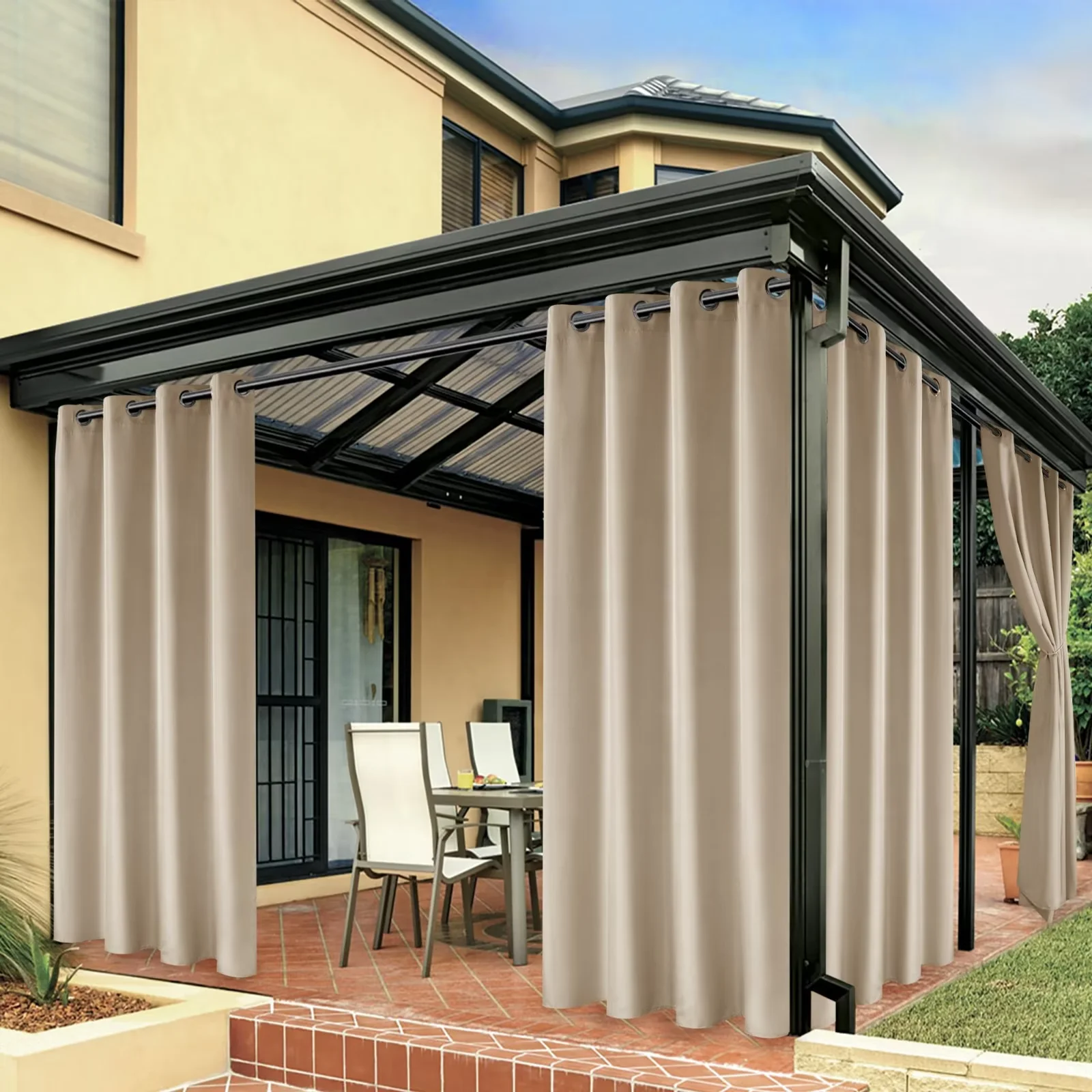 LUSHVIDA Waterproof Outdoor Curtains for Patio Grommet Privacy Curtains for Porch Gazebo Pergola, 2 Panels, 54x95 inch, Cream