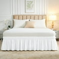 "LUSHVIDA Queen/King Bed Skirt 18"" Drop White Dust Ruffle with