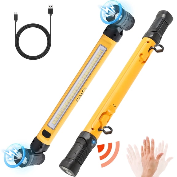 LUTEC 3000LM LED Work Light, 5200mAh Rechargeable Magnetic Under Hood Work Light Bar with Hooks, Cordless Portable Mechanic Light for Car Repairing/Inspection/Garage/Emergency-Yellow
