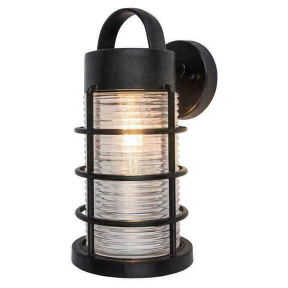 Open Box LUTEC Coastal Bar Harbor 1-Light Black Outdoor Wall Lantern Sconce