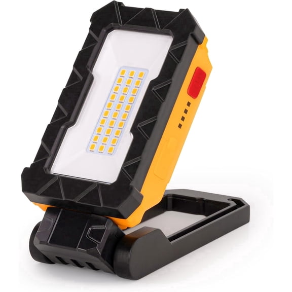 LUTEC Magnetic Work Light, 1000LM LED Portable Rechargeable Light, 4 Modes with Stand & Hanging Hook for Car Repair, Emergency and Camping, Yellow