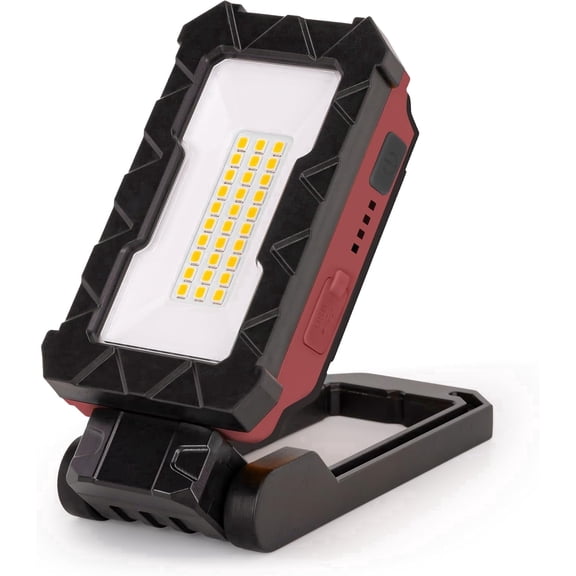 LUTEC Rechargeable LED Work Light, 1000LM Portable Magnetic Light, 4 Modes with 360°Rotate Stand & Hook for Car Repair, Emergency and Camping, Red