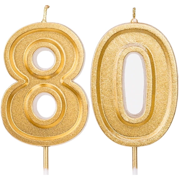 80th Birthday Candles Gold Glitter Birthday Cake Candles Number Candles Cake Topp