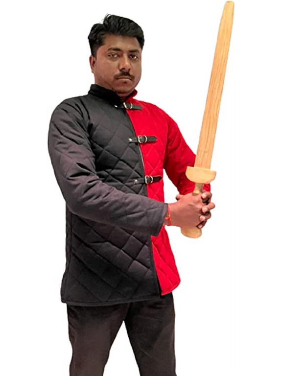 Medieval Worrior Knight LARP Gambeson | Medieval White & White Gambeson with Full Sleeves for SCA LARP White color, 7XL