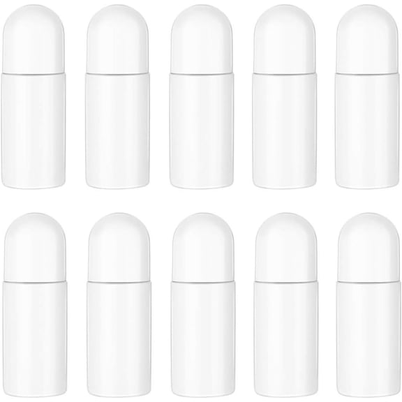 LUU-10Pcs Empty Refillable Roll On Bottles Leak- Proof Reusable Roll On Bottles DIY Containers Containers White Roller Ball Bottles_SAI