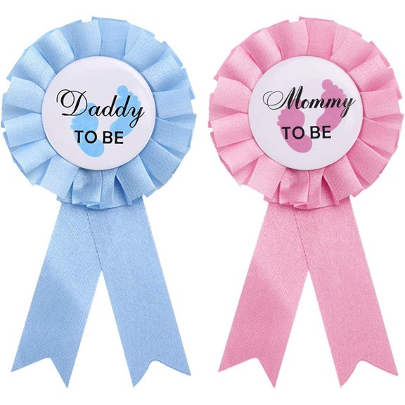 LUU-2 Pieces Daddy and Mommy to Be Tinplate Badge Pin, Gender Reveal Button Pins New Daddy Mom, Gifts for Baby Shower Party Celebration, Pink and Blue_SAI