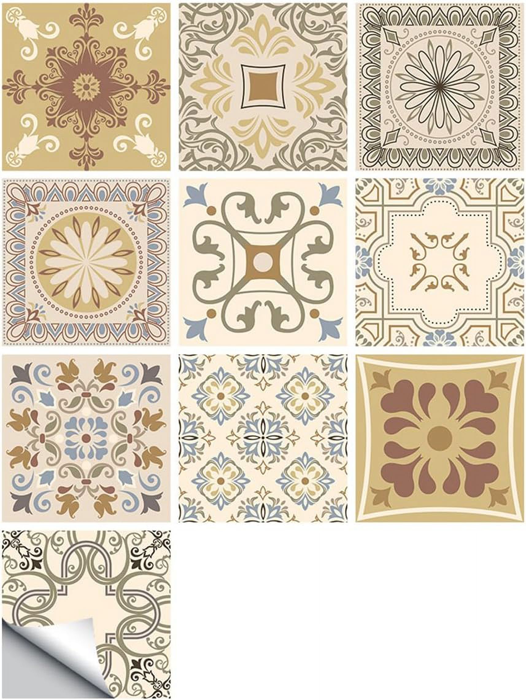 Tile Stickers Rectangle LUU-20PCS Tile Stickers, 4x4 Inch Peel and Stick Tile Stickers, Retro ...
