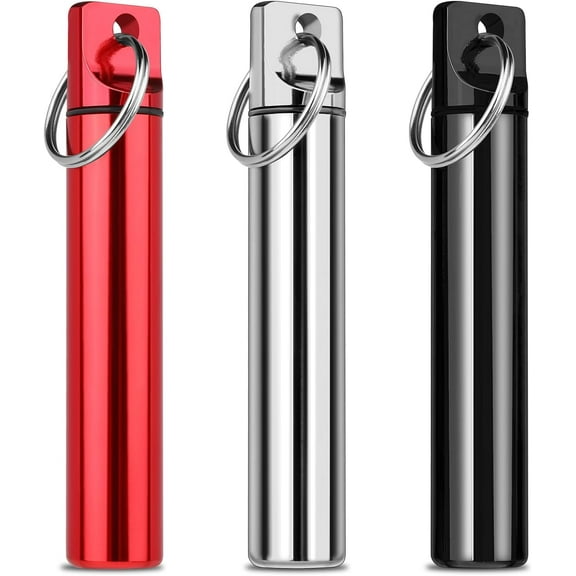 LUU-3 Pcs Metal Portable Toothpick Holder Box Alloy Tooth Pick Holder Container Pocket Waterproof Case Toothpicks with Keychain Purse Ear Wax Removal Tool Case for Travel Outdoor_SAI