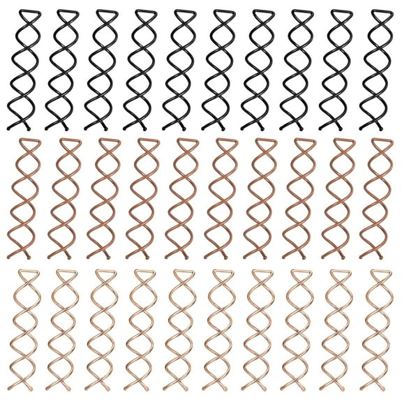 LUU-30 Pcs Spiral Hair Pins, 3 Colors Spin Pins Twist Hair Pins Alloy Spiral Bobby Pins Corkscrew Hair Pins Bun Twist Spiral Hair Pins with Non-scratch Rounded Tips for Women_SAI