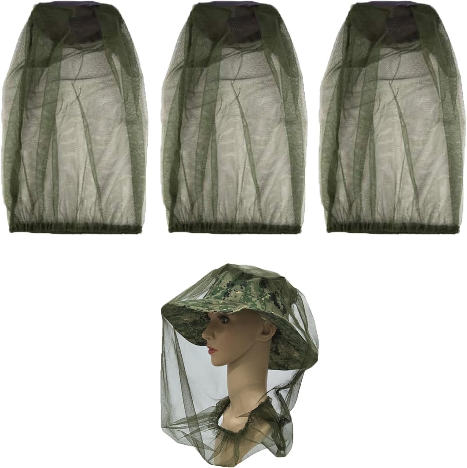 LUU-3Pcs Premium Mosquito Head Net Face Mesh with Extra Fine Holes ...
