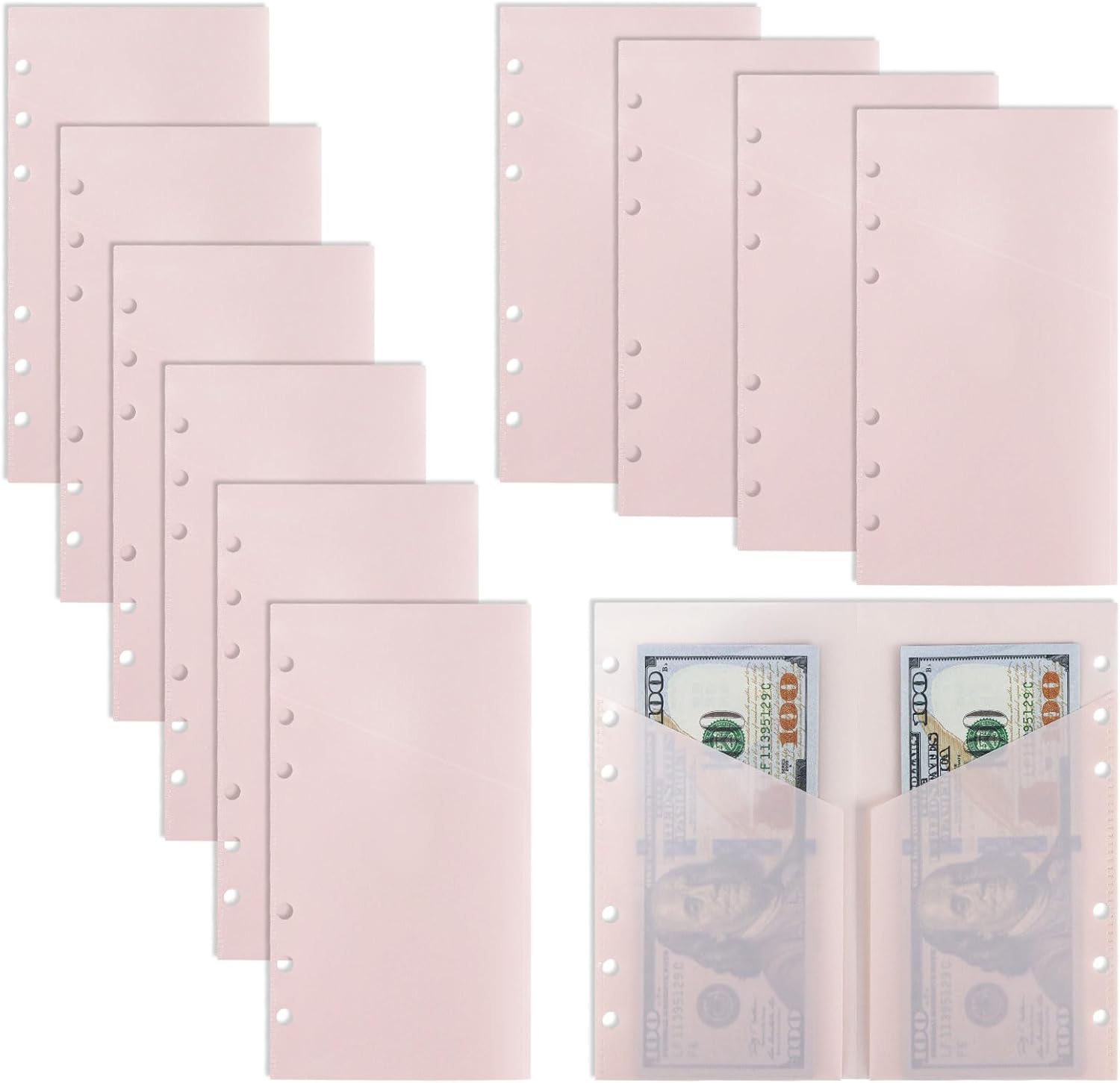 LUU-5pcs A6 Clear Binder Cash Envelopes, A6 Insert with 2 Pockets for ...
