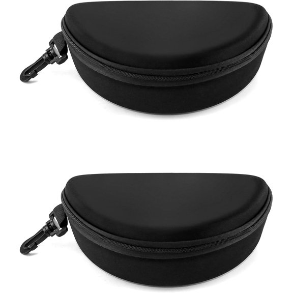 LUU-Big Hard Sports Glasses Case, 2 Pack Extra-Large Universal Fit with Hook for Outdoor Skiing, Protective EVA Material and Smooth Zipper, Shock-Resistant Storage_SAI