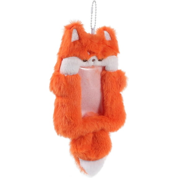 LUU-Cute Plush Holder with Keychain Animal Shape Card Case for Id Credit Cards and Photos Fuzzy Plush Key Pendant for Backpack Handbag_SAI