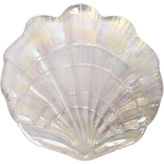 LUU-Glitter Glass Jewelry Dish Tray Sparkle Iridescent Seashell Shell Soap Dish Jewelry Organizer for Women Girls_SAI