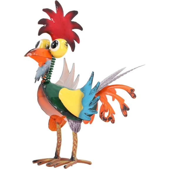 LUU-Outdoor Wacky Metal Rooster Yard Statue Decoration Rooster Decor Garden Statue Chicken Figurine Outdoor Decorations for Yard_SAI
