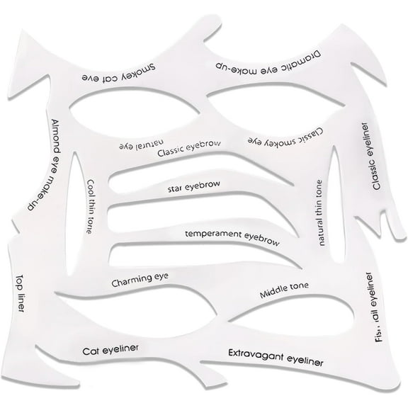 LUU-Quick Make-Up Stencils Kit for Eyeliner, Eyebrows, and Eye Shadow - Versatile Shapes for Diverse Makeup Styles, White_SAI