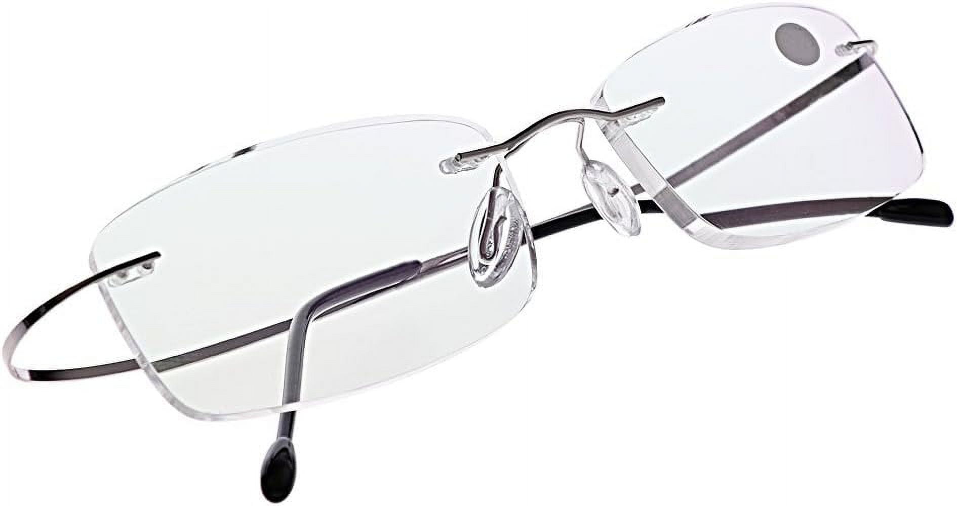 LUU-Rectangular Glasses, Ultralight Titanium Rimless Spectacles ...