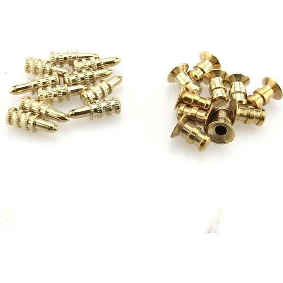 LUU-Table Pin 10sets Golden Zinc Alloy Table Bolt Sleeve Connectors Table Top Leaf Alignment Pins with Sockets Table Leaf Dowel Pins_SAI