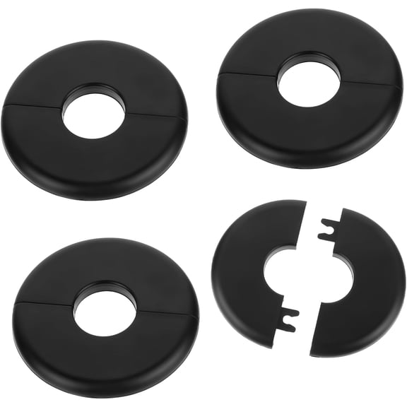 LUU-Wall Split Flange, 29mm Buckle Design Pipe Cover 4Pcs Self Adhesive Round Escutcheon Plate Round Plumbing Cover Plates Wall-mounted Pipe Hole Cover for Toilet Kitchen (Black)_SAI