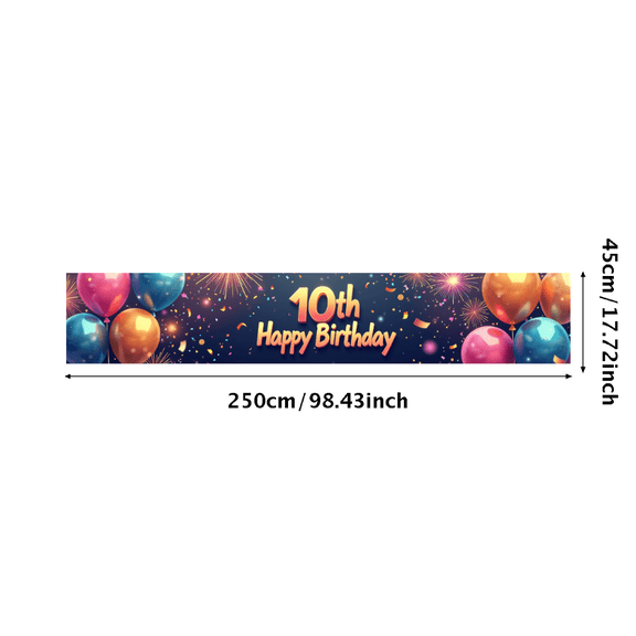 LUUFILx 10th Birthday Party Backdrop Banner Celebration Decorations for Kids Colorful Balloons and Confetti Outdoor Event Supplies Photography Background
