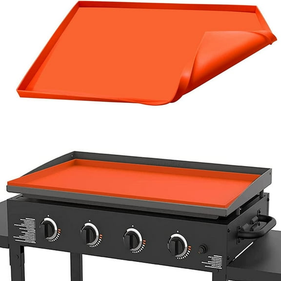 LUUFILx  -17" Grill Mat, Compatible with Blackstone Grills, High Quality Silicone Cover, Non Stick/Reusable/Heavy Duty Food-grade Silicone Cover, for Outdoor Cooking and Barbecue Enthusiasts(Orange)