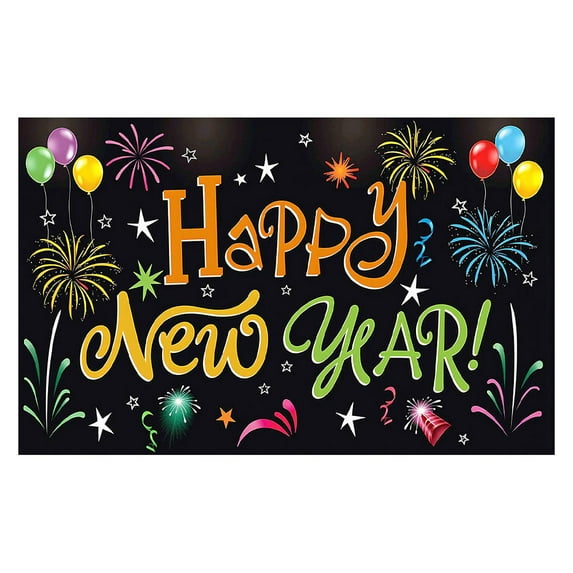 LUUFILx 180X110cm Happy New Year Background 2025 New Year's Day Backdrop Banner Party Decoration Photo Booth Indoor Outdoor Decor Supplies