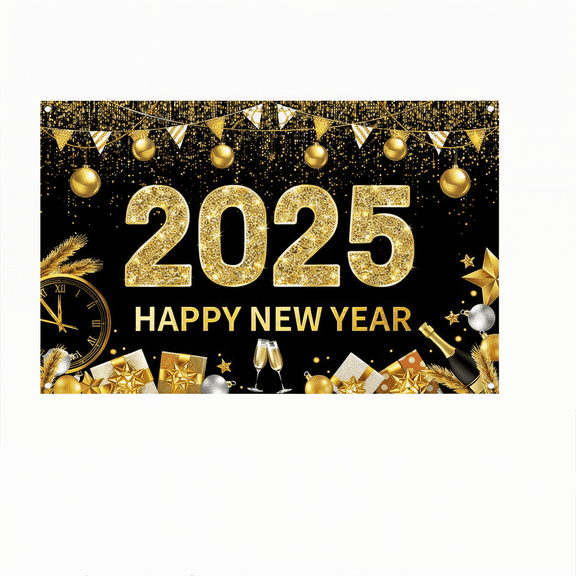 LUUFILx 180cm Happy New Year Hanging Flag Countdown Party Champagne Wine Glass Background Banner Colorful Flag Festival Party New Year's Eve Scene Decoration